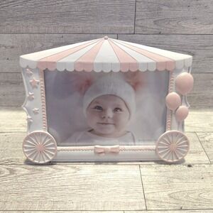 Issac Jacobs Baby Picture Frame 4x6 Pink  Tabletop Desk Baloons Circus Bow Stars